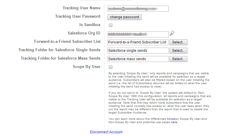 Salesforce Marketing Cloud Connect Integration: Credentials entry